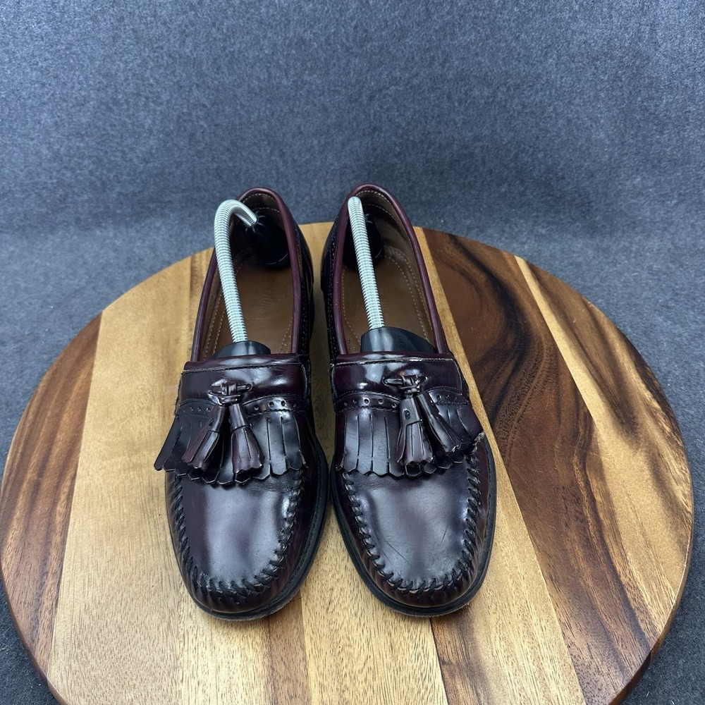 Weejuns GH Bass Mens Jeremy Loafers Sz 9.5D Vibram Burgundy Leather Penny Tassel - Picture 4 of 11
